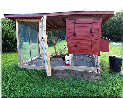 Chicken coop in a garden